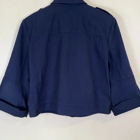 BB  Dakota Cropped Military Blue Zip Cotton Jacket - Picture 12 of 13